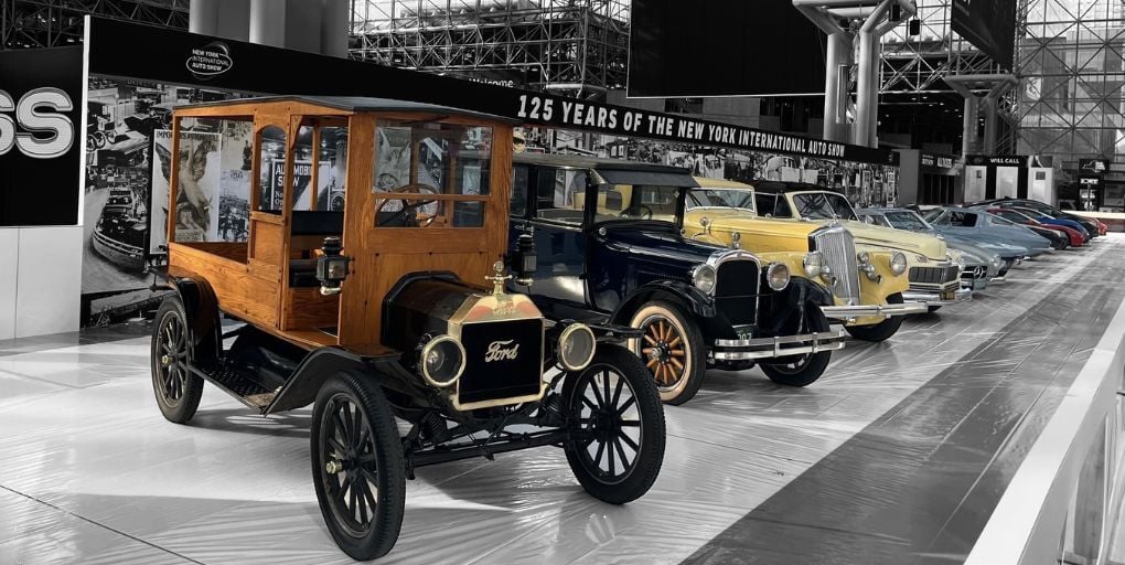 he 125th Anniversary Display at the 2025 New York International Auto Show takes shape before the Show opens to the public April 18 to 27, 2025. Photo Credit: NYIAS.