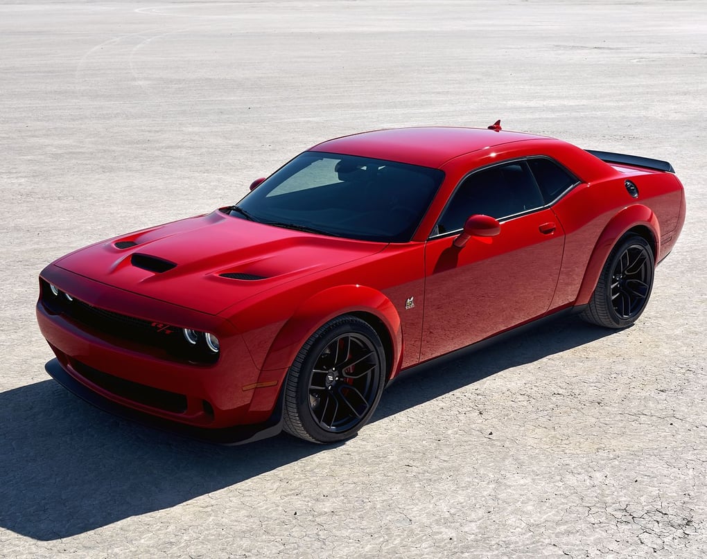 2023 Dodge Challenger R/T Scat Pack Widebody in TorRed. Credit: Stellantis.
