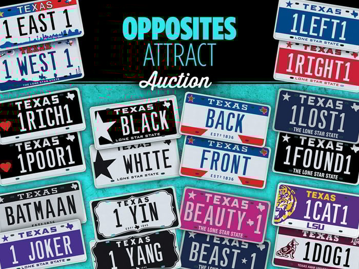My Plates Offers Texans “Opposites Attract” License Plates