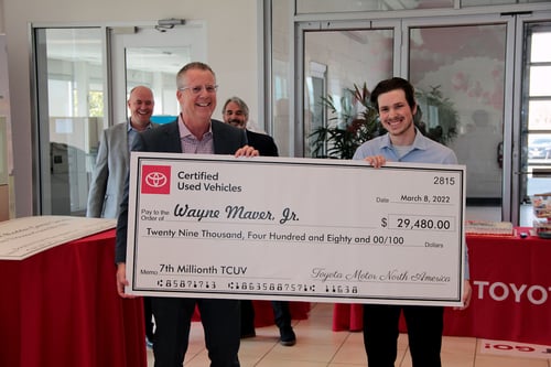 Ron-Cooney-Presents-Wayne-Maver-Jr.-with-Check-for-7M-TCUV-credit-toyota