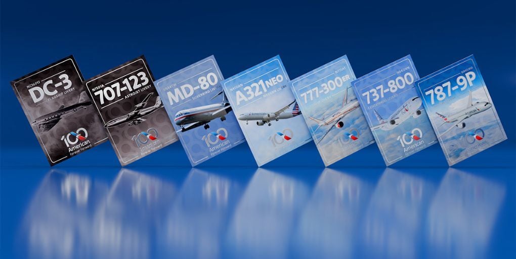 American Airlines is marking its 100th anniversary with new centennial trading cards. Credit: American Airlines.