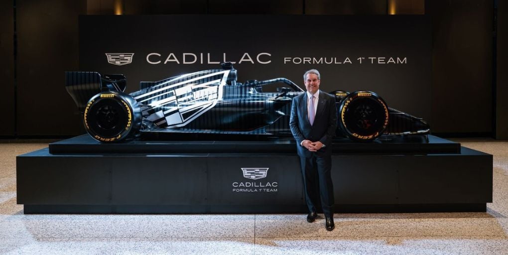 General Motors President Mark Reuss unveiled the Cadillac Formula 1® Team’s Special Edition testing livery at GM’s new global headquarters on January 13, 2026. Photo: Cadillac.