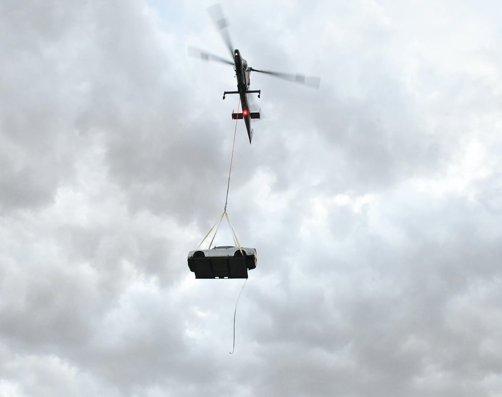 Dodge shares behind-the-scenes Look at the Dodge Challenger SRT Demon 170’s helicopter-drop reveal. Credit: Dodge.