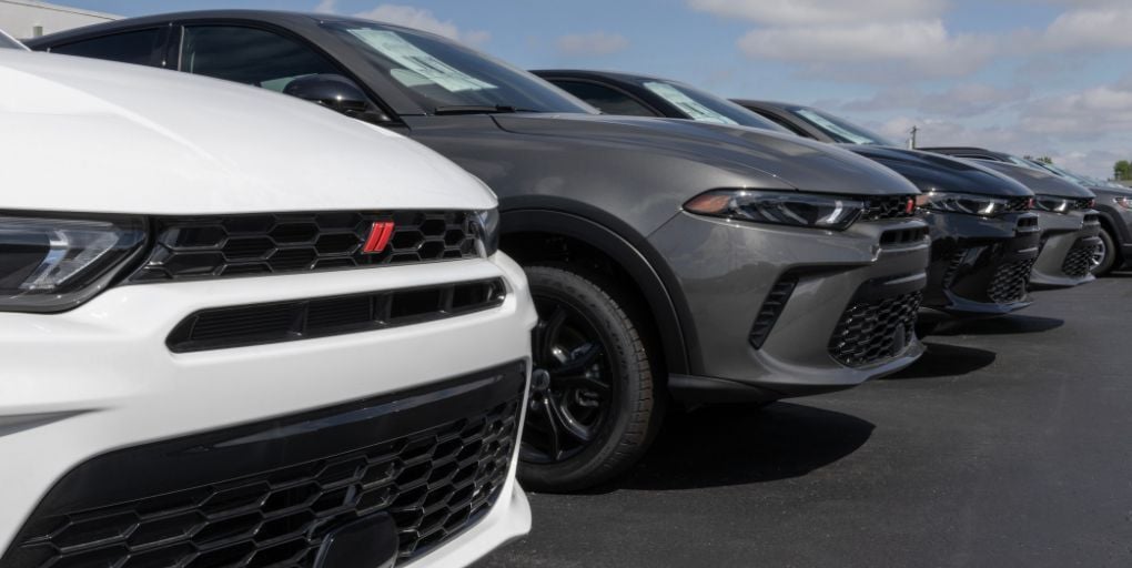 Editorial Use Photo:&nbsp; &nbsp;May 5, 2024: Dodge Hornet display at a dealership. Dodge offers the Hornet in RT, GT, and Plus models. Jonathan Weiss/Shutterstock.com.