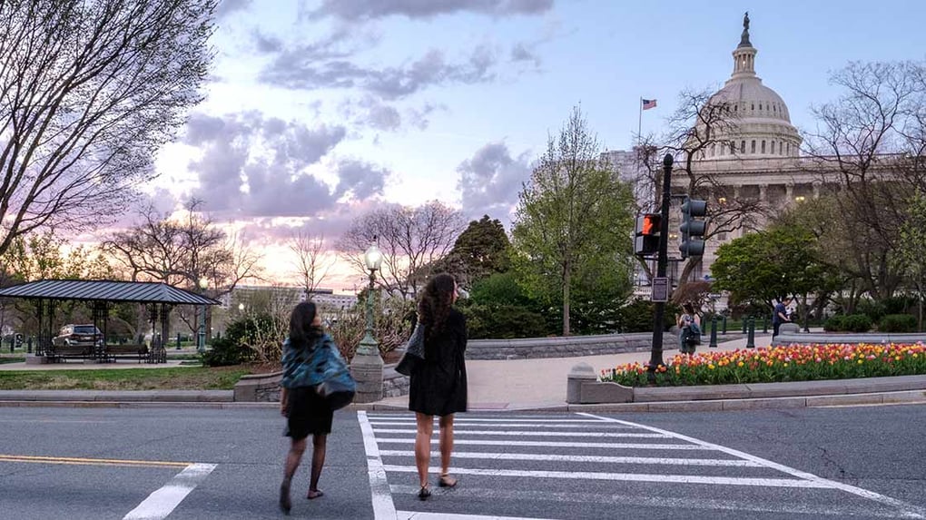 People crossing street in Washington DC