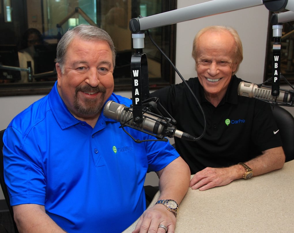 CarPro Show Hosts Jerry Reynolds and Kevin McCarthy at the WBAP Studio in Dallas, Texas.
