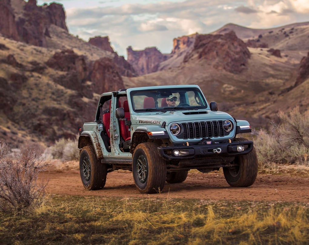 2024 Jeep Wrangler Rubicon 392 with available factory-installed 8,000-lb.-capacity Warn winch. Credit: Stellantis.