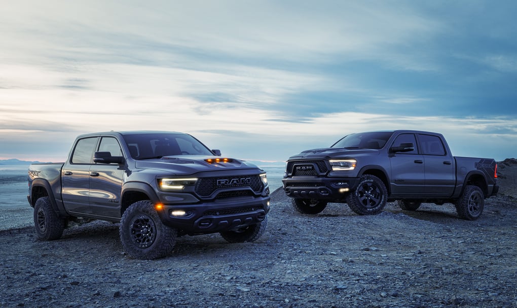 2023 Ram 1500 Rebel and TRX Lunar Edition models. Photo Credit: Stellantis. 