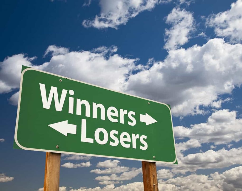 Winners and losers roadsign