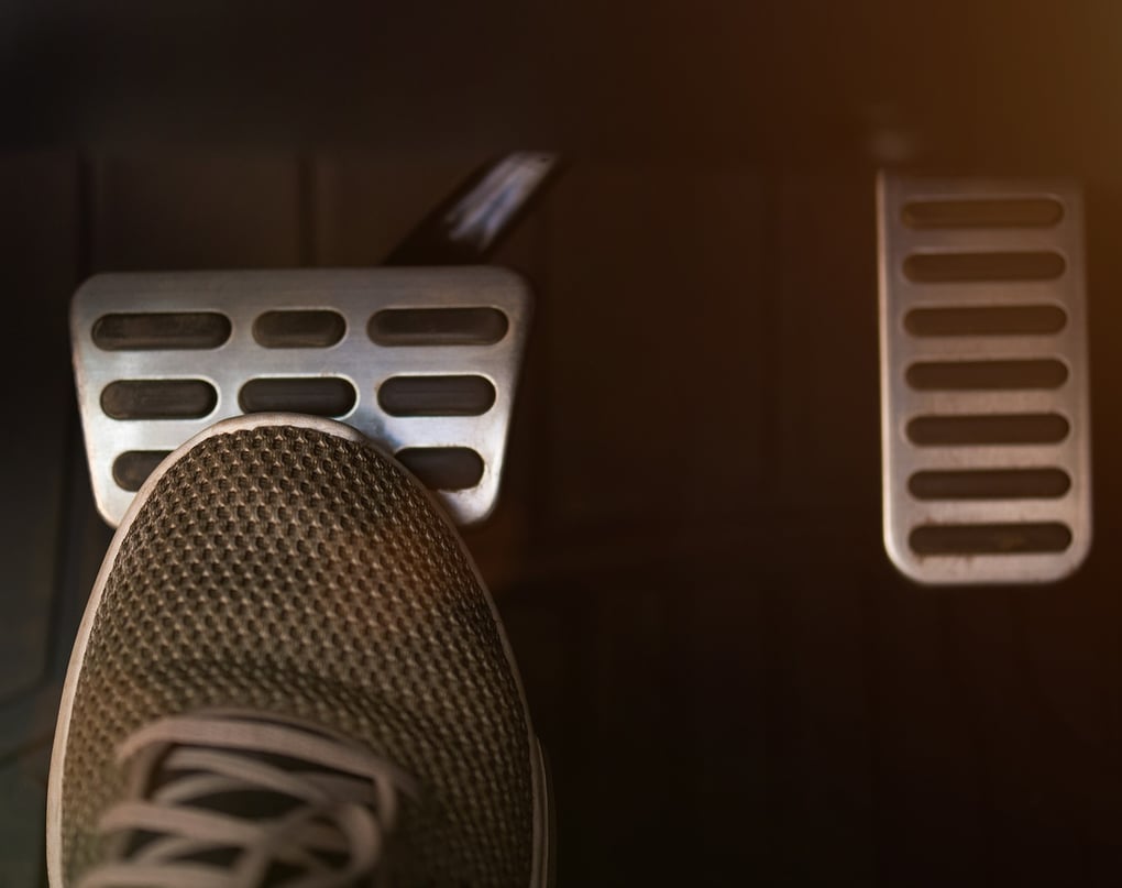 Foot on brake pedal