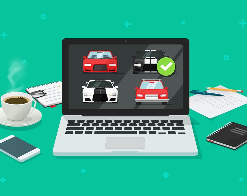 Shutterstock laptop car illustration