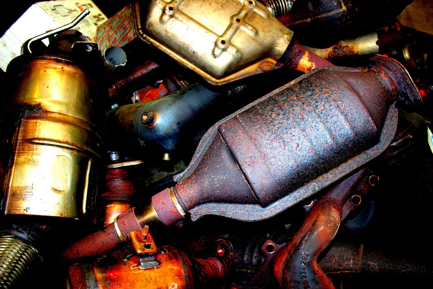 Pile of catalytic converters